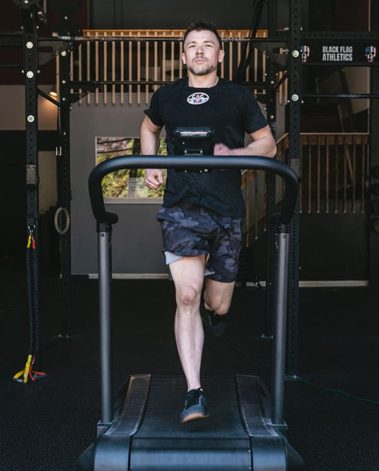 Man running on treadmill